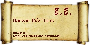 Barvan Bálint névjegykártya